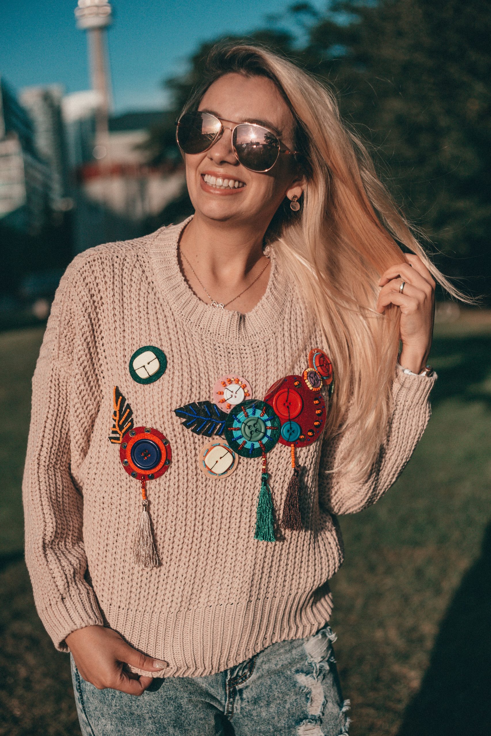 Dressed by Lu Beaded Knit Sweater