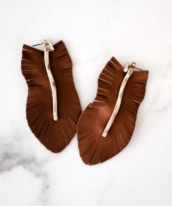 Brown Genuine Leather Earrings